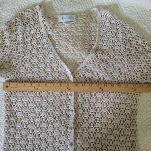 Crocheted Button Down Cardigan Beige Cotton/Ramie Size XL